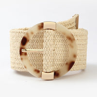 Belt021 Woven Belt Tort Circle Buckle Natural