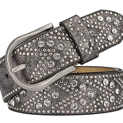 Rhinestone Studded Belt Gunmetal