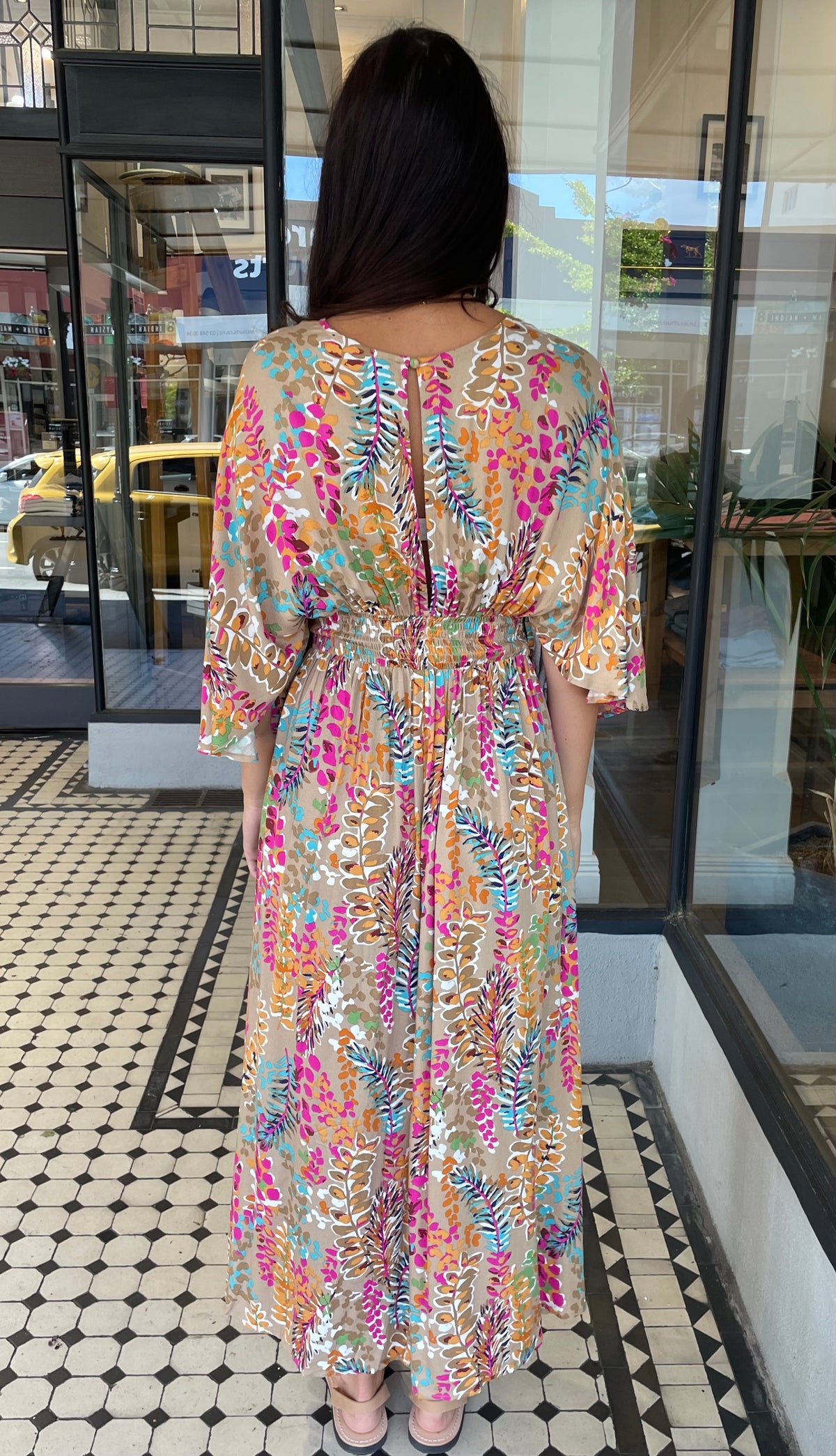 NYC Glamour Split Dress Taupe Floral