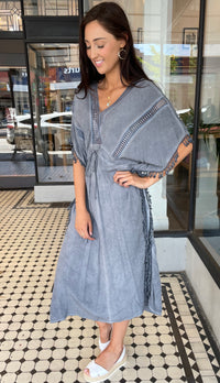 Summer Boho Kaftan Washed Blue