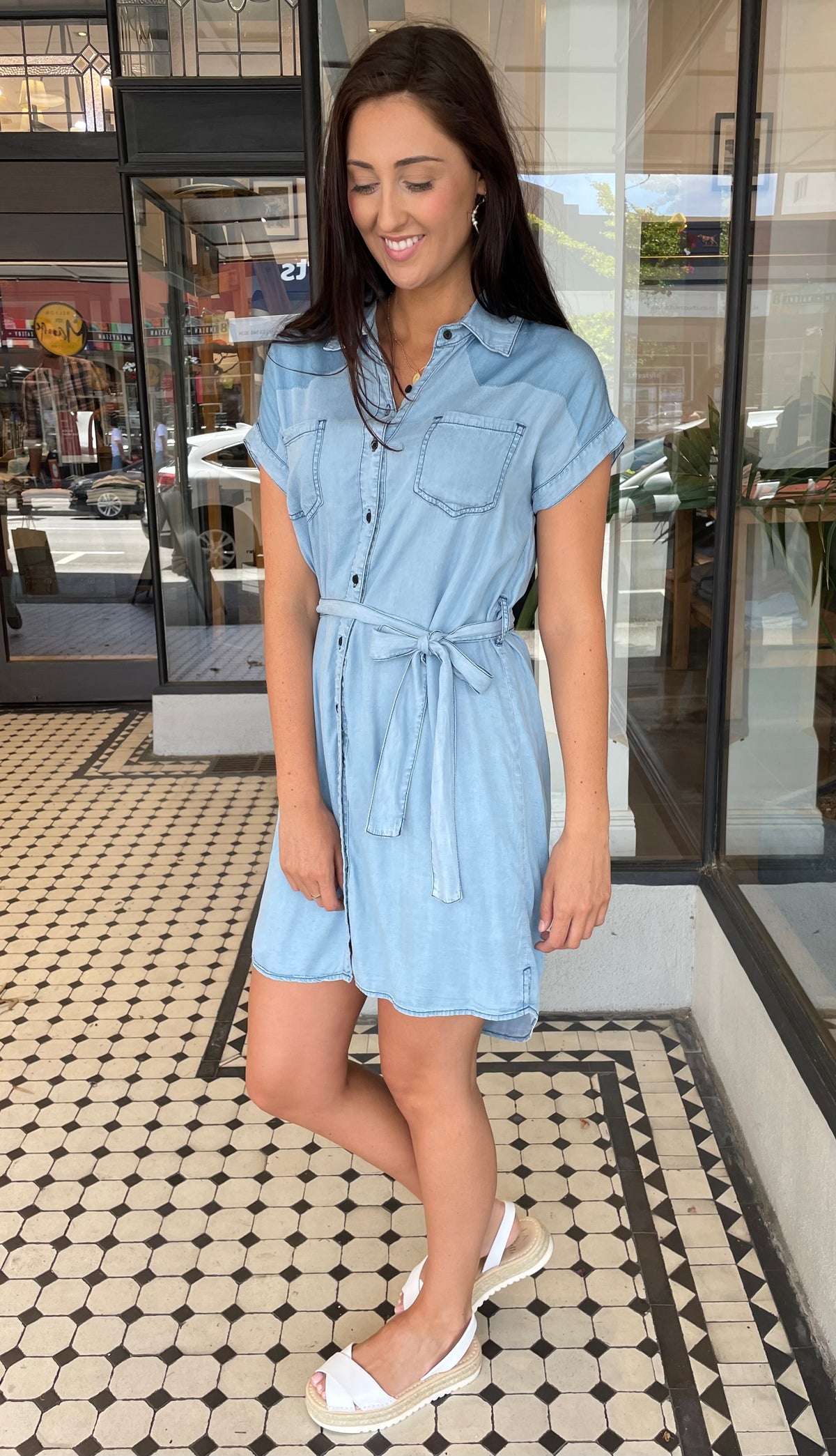 Duke Chambray Button Down Tie Dress