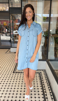 Duke Chambray Button Down Tie Dress