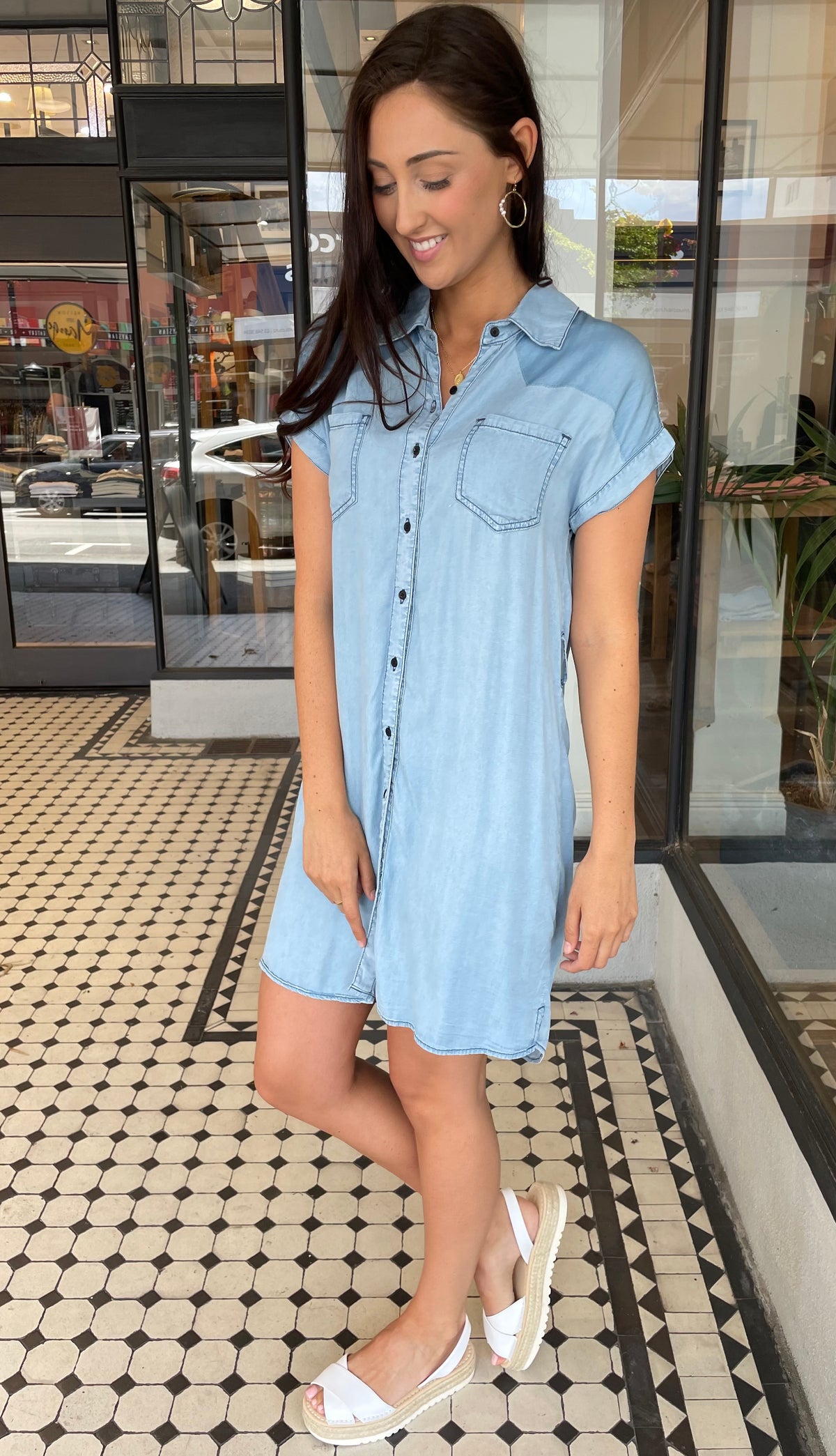 Duke Chambray Button Down Tie Dress
