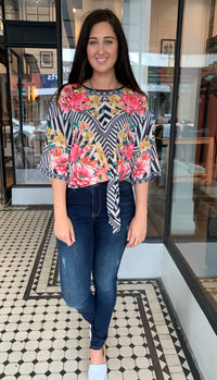 Hola Maria Mixed Print Top