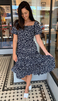 Pebbles Tiered Midi Dress Navy