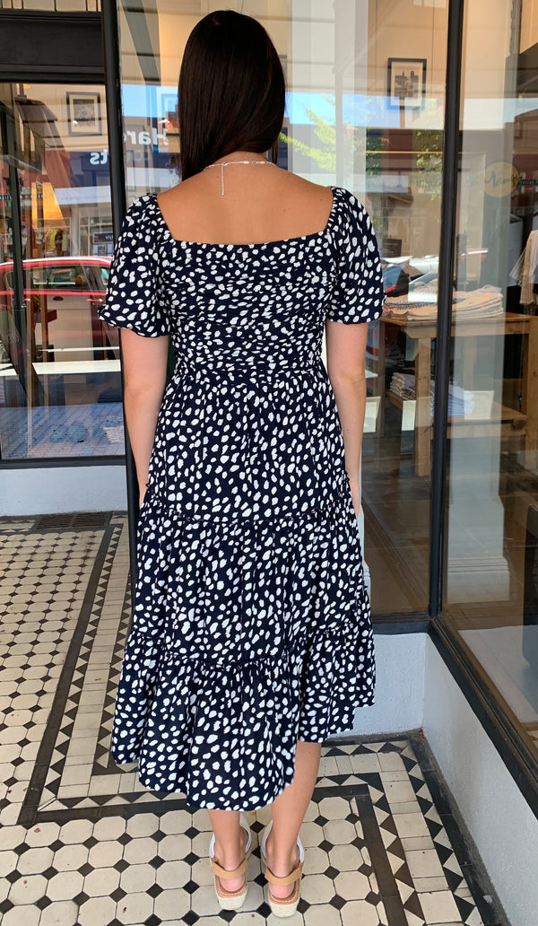 Pebbles Tiered Midi Dress Navy