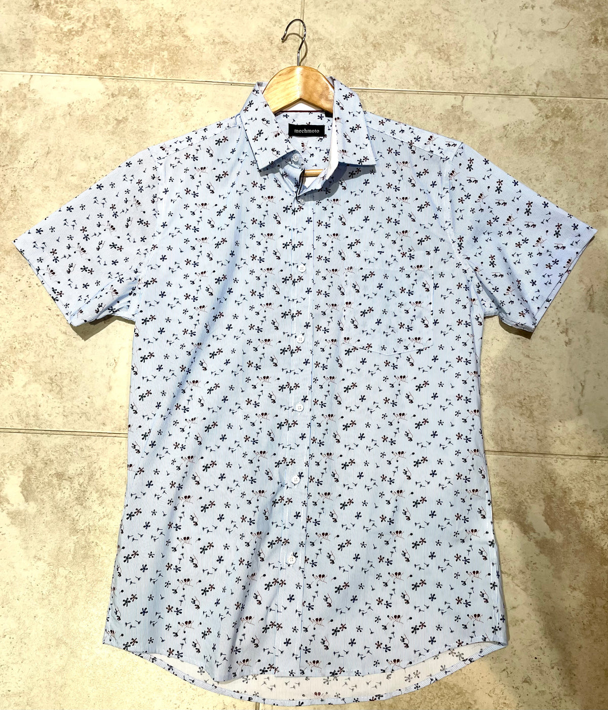 Mechmoto 2102SS12 Floral SS Shirt blue