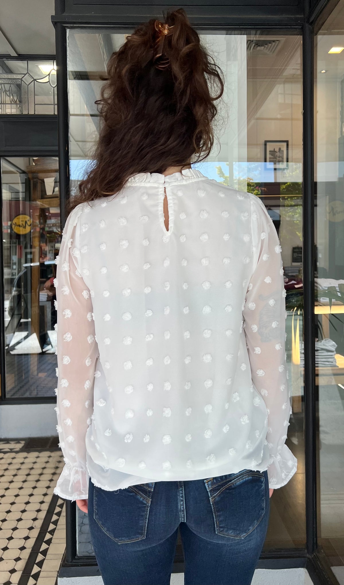 Swiss Miss Dot Blouse White