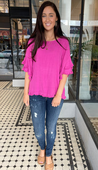 Jess Layered Sleeve Top Berry