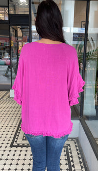 Jess Layered Sleeve Top Berry