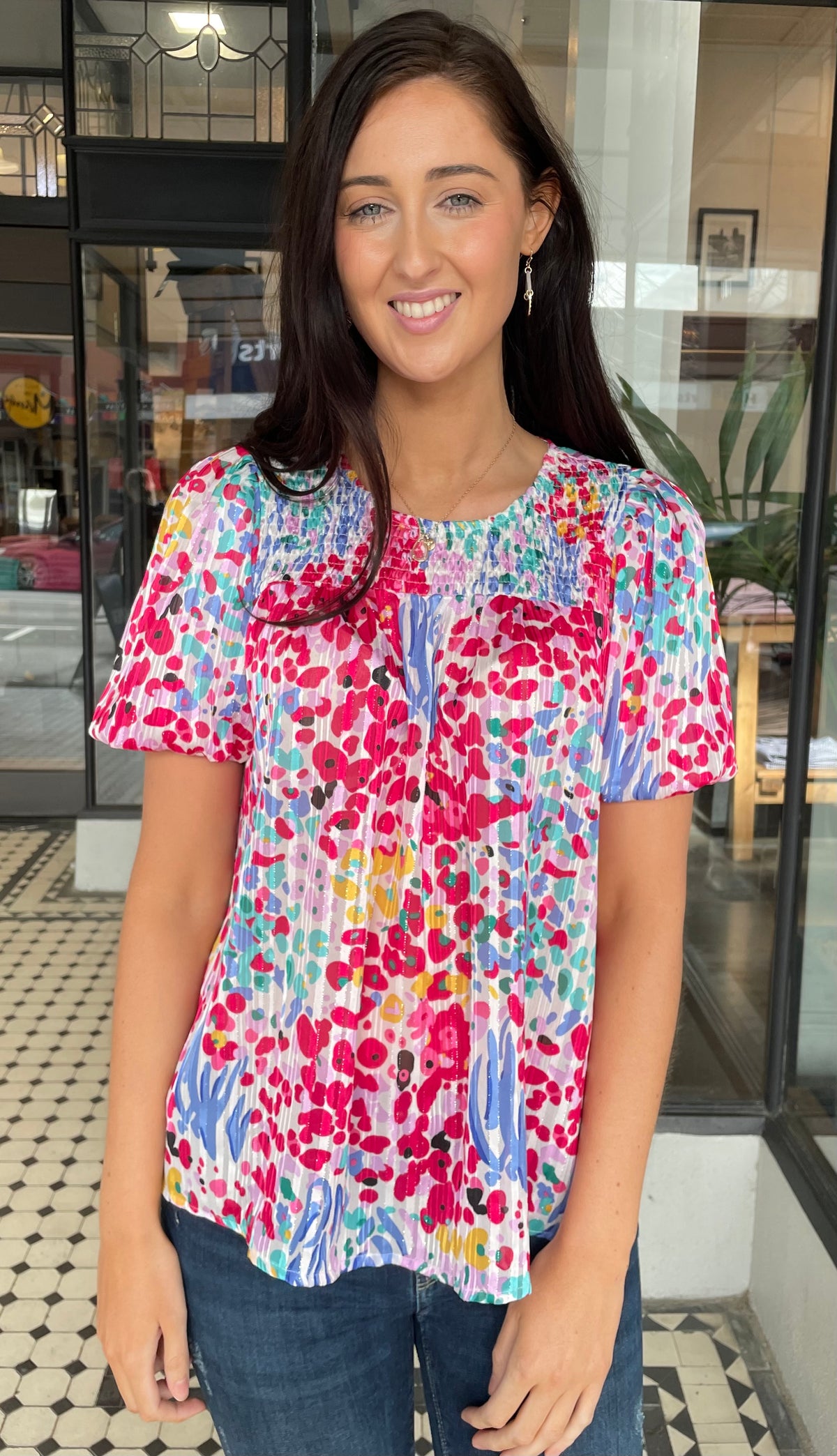 Laurel Puff Sleeve Top Berry