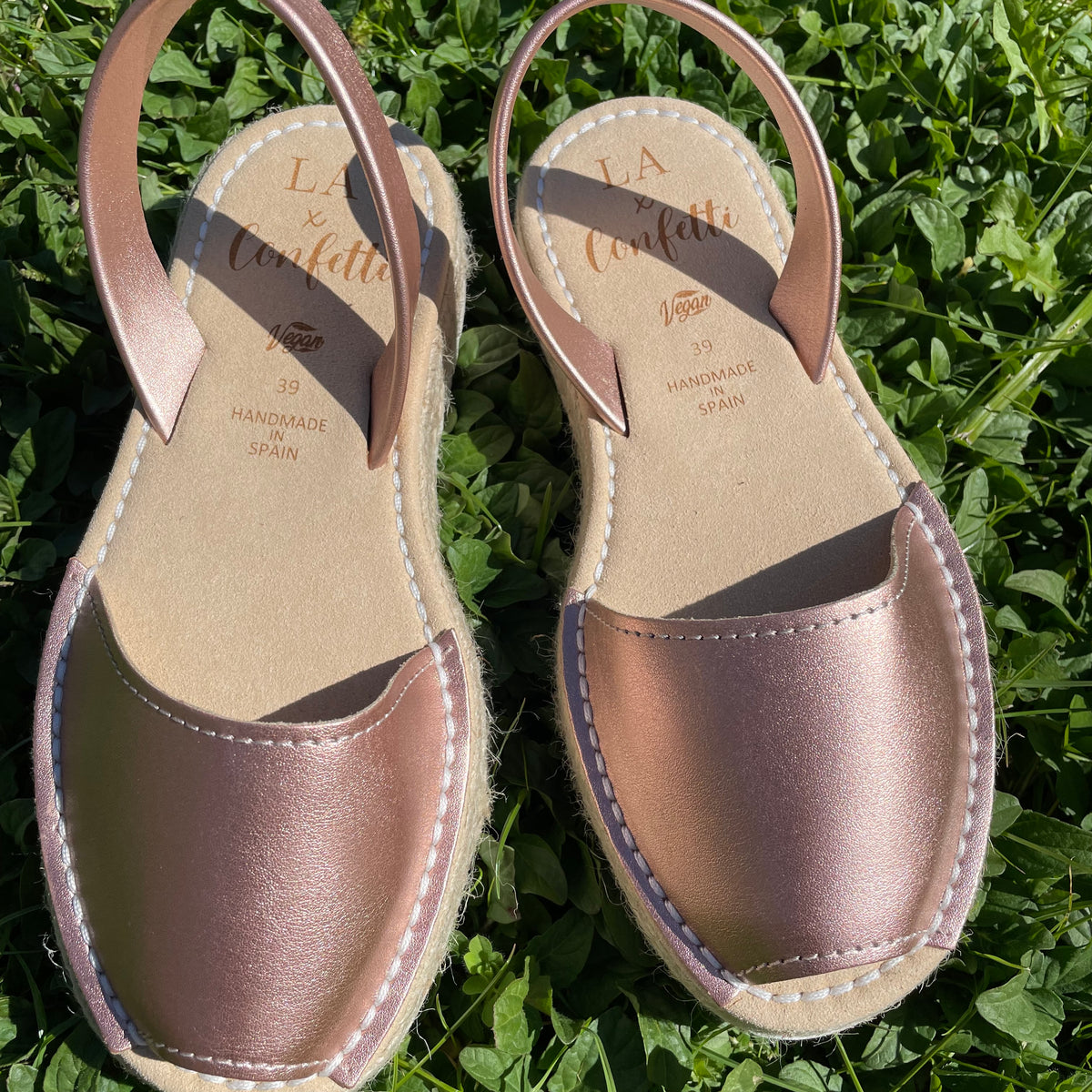 LA x Confetti Flatform Vegan Espadrille Rose Metallic