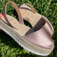 LA x Confetti Flatform Vegan Espadrille Rose Metallic