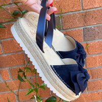 LA x Confetti Bow Flatform Espadrille Navy