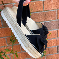 LA x Confetti Bow Flatform Espadrille Black