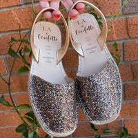 LA x Confetti Mini Jute Wedge Multi Gold Glitter