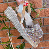 LA x Confetti Mini Jute Wedge Multi Gold Glitter