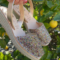 LA x Confetti Mini Jute Wedge Multi Gold Glitter