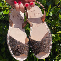 LA x Confetti Crossover Peep Toe Bronze Glitter