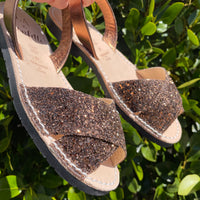 LA x Confetti Crossover Peep Toe Bronze Glitter