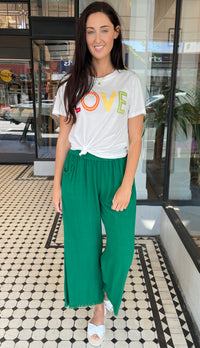 Villa Freyed Linen Pant Kelly Green