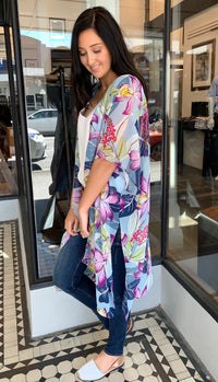 Purple Orchid Kimono Blue