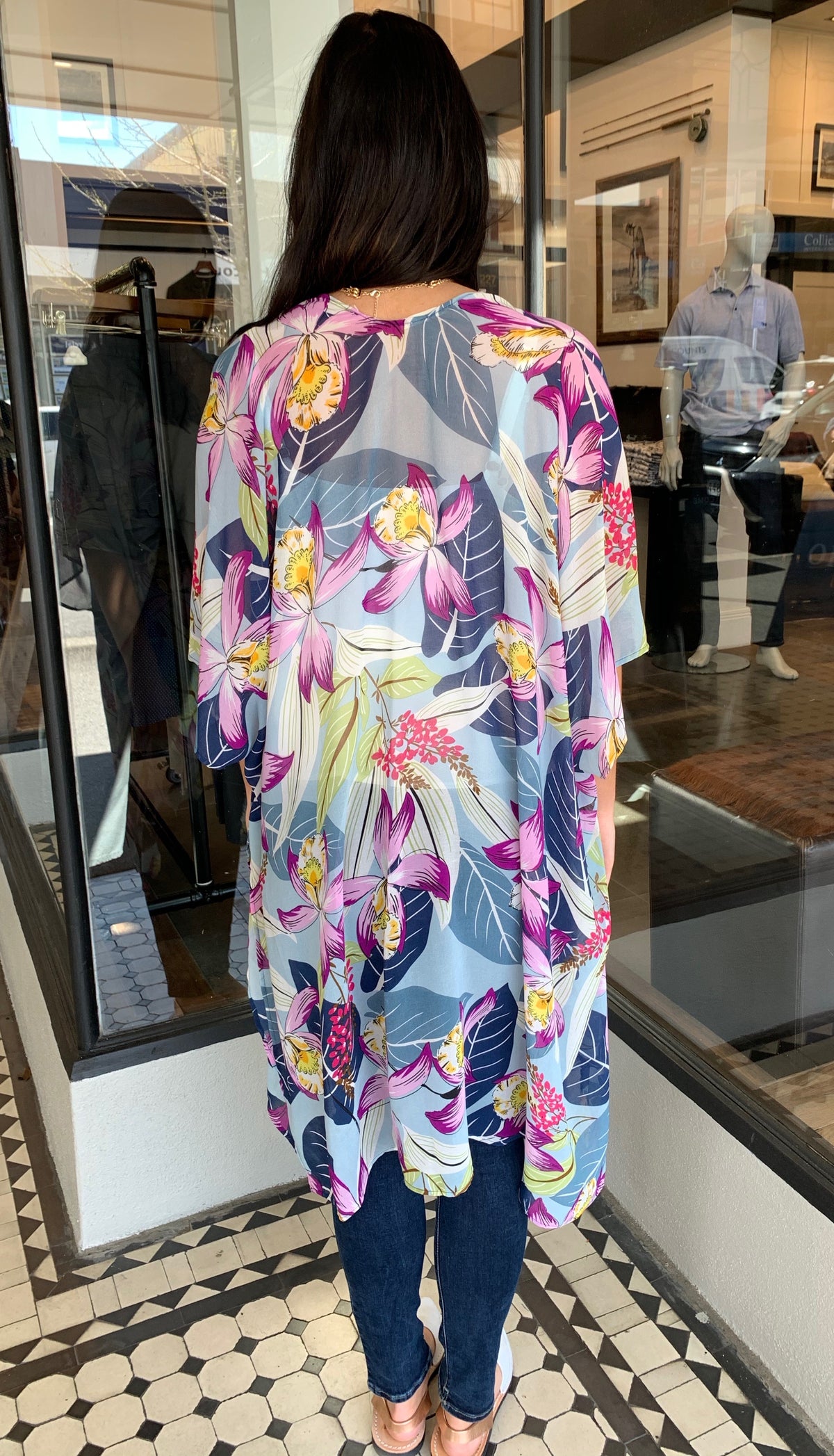 Purple Orchid Kimono Blue