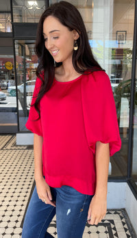 Amalia Balloon Sleeve Top Red