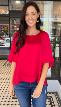 Amalia Balloon Sleeve Top Red