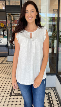 Keisha Embroidered Sleeveless Top Off White Marle