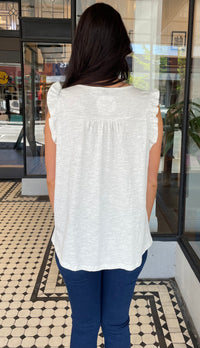 Keisha Embroidered Sleeveless Top Off White Marle