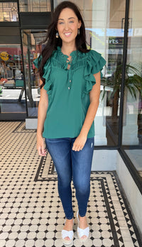 Ruffle and Pleats Top Pine