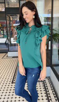 Ruffle and Pleats Top Pine