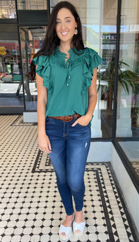 Ruffle and Pleats Top Pine