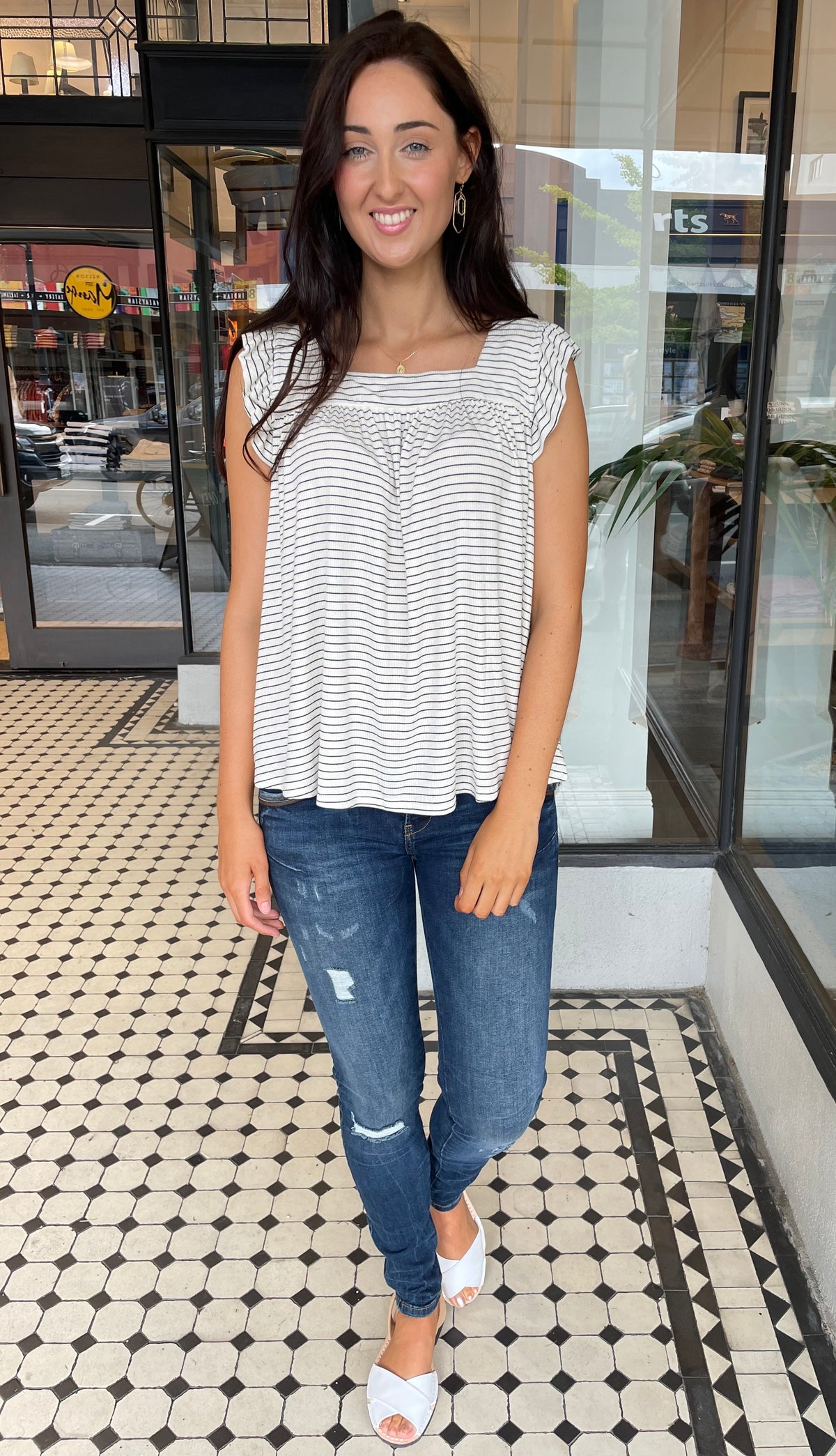 Remy Ribbed Ruffle Sleeve Top