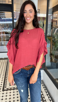 Alexa Ruffle Sleeve Top Cinnamon