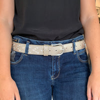 Rhinestone Studded Belt Champagne