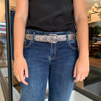 Rhinestone Studded Belt Gunmetal