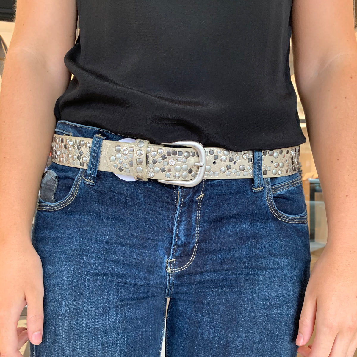 Multi Studded Belt Champagne