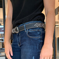 Rhinestone Studded Belt Black