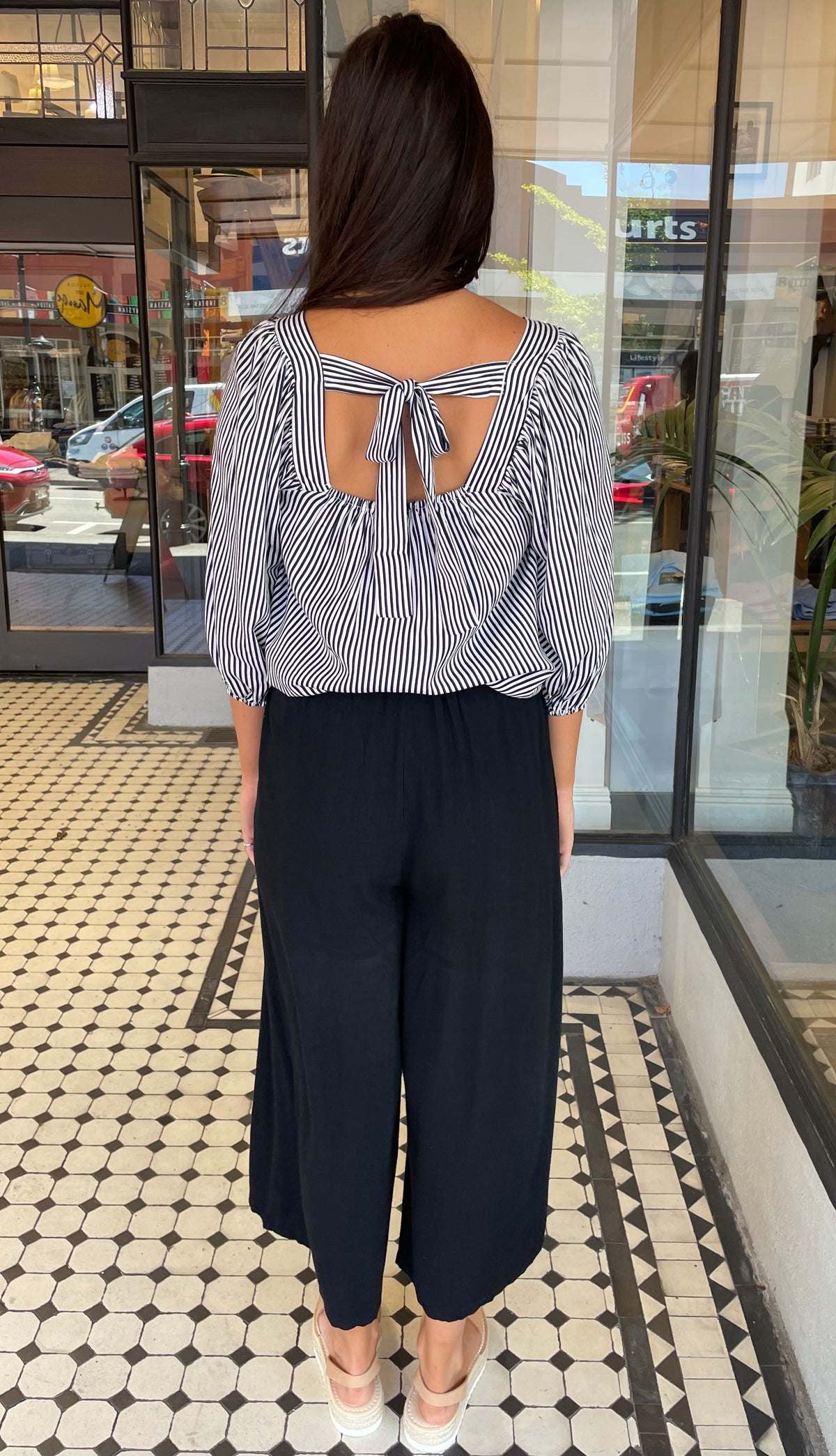 Cherie Amour Blouse Top Navy/Off White Stripe