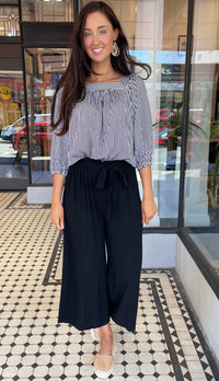 Cherie Amour Blouse Top Navy/Off White Stripe