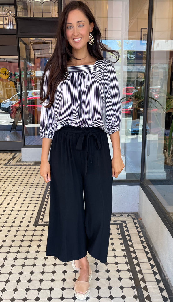 Cherie Amour Blouse Top Navy/Off White Stripe