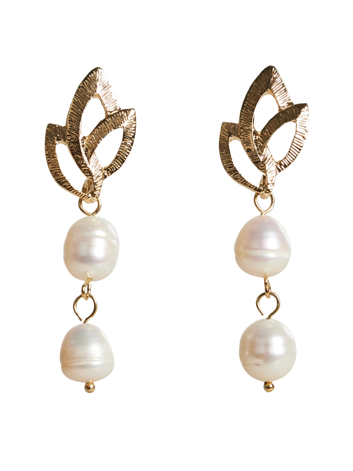 Luxe Drop Earrings Pearl Leaf