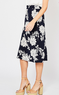 Margaret Floral Midi Skirt Navy