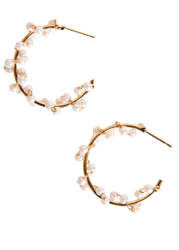 Luxe Hoop Earring Pearl Bead