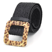 Belt018 Woven Belt Acrylic Square Buckle Black