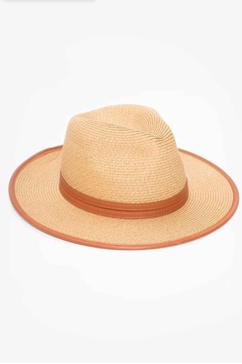 Antler Summer Fedora  Leather Trim Natural