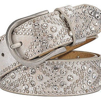 Rhinestone Studded Belt Silver