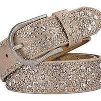 Rhinestone Studded Belt Champagne